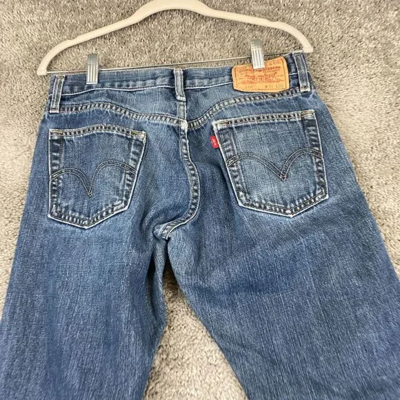 Levi's 514 Slim Straight Denim Jeans Men's Size W31xL30 Blue 5-Pocket Distressed - Picture 6 of 11